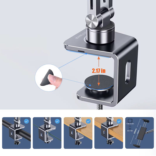 FlexHold Pro – CNC Metal Tablet Desk Mount | Heavy-Duty Adjustable Clamp Stand