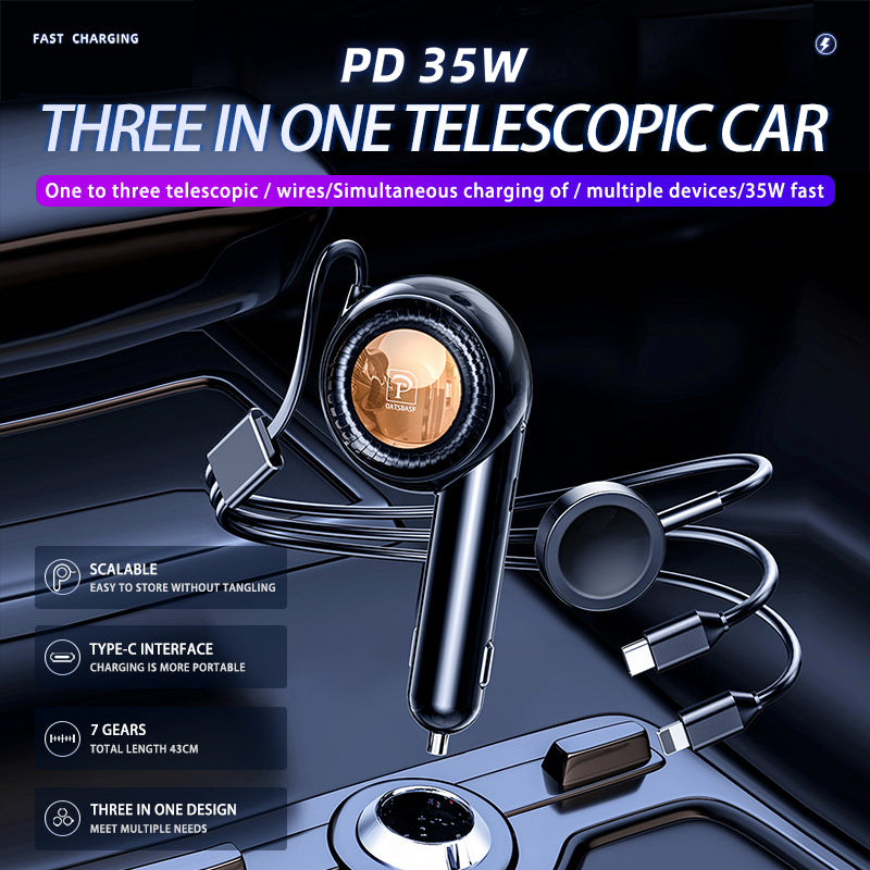 J&W 3 in 1 Wired Car Charger