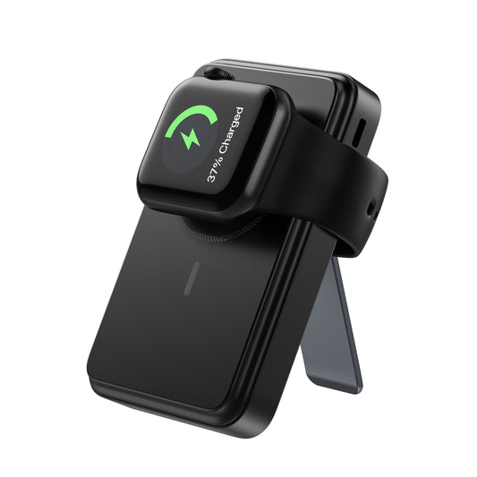 J&W 10,000mAh Wireless Charging Power Bank with Phone Holder & Dual Cables