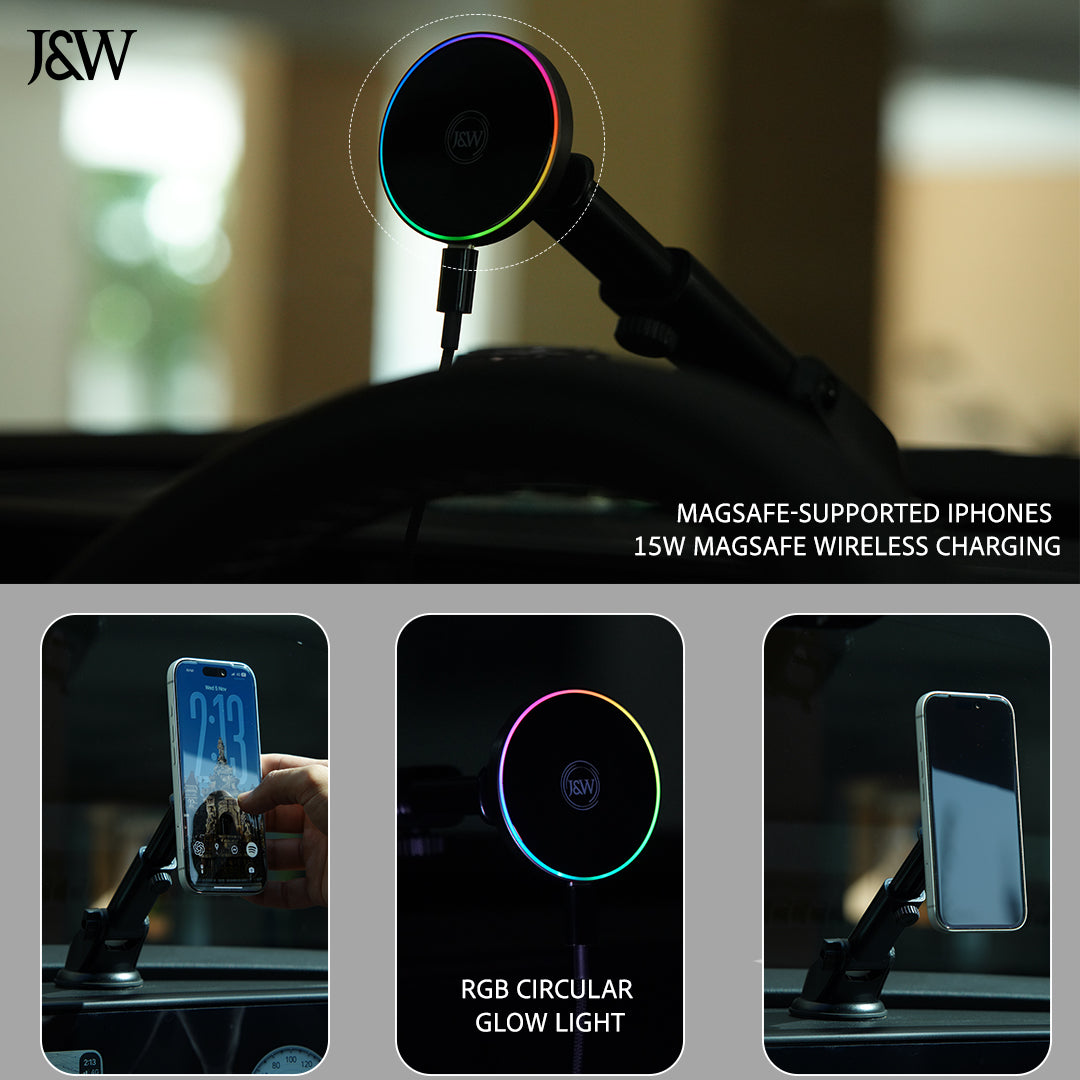 J&W Grapple – Premium RGB Magnetic Dashboard Mobile Holder