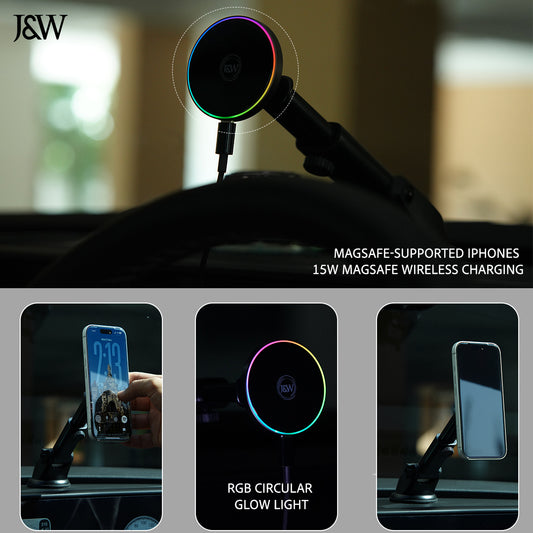 J&W Grapple – Premium RGB Magnetic Dashboard Mobile Holder