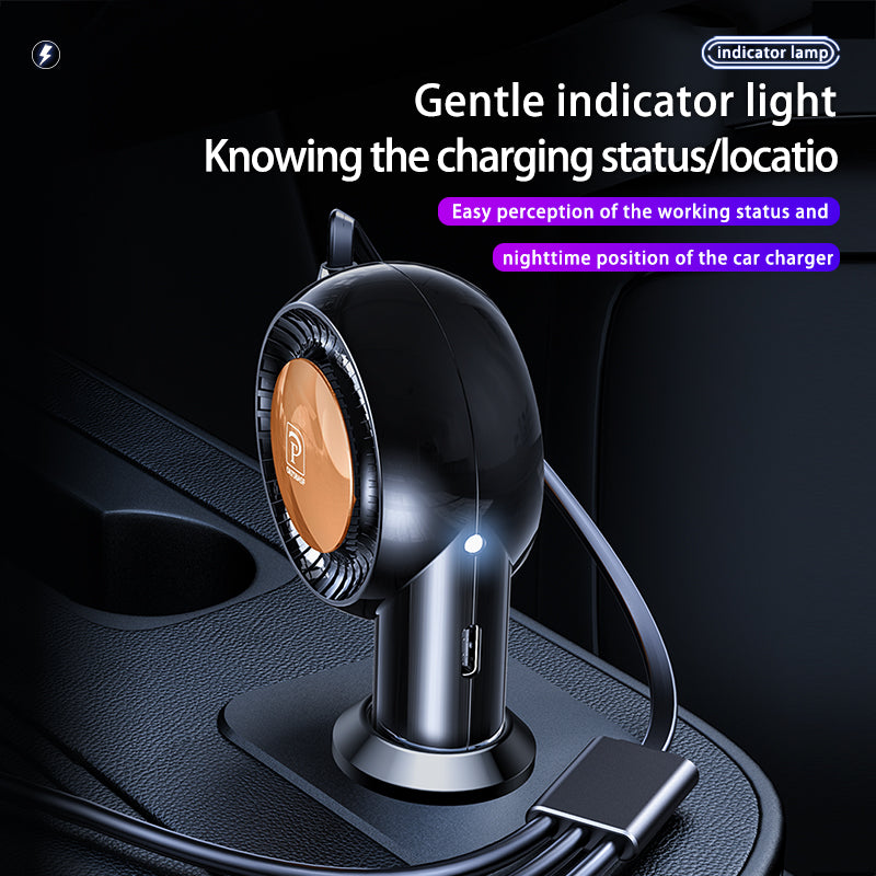The J&W Company 3-in-1 Car Charger – Multi-Port Fast Car Charger with USB, Type-C & Lightning Outputs, Compact Design for Simultaneous Charging of iPhone, Android & Gadgets