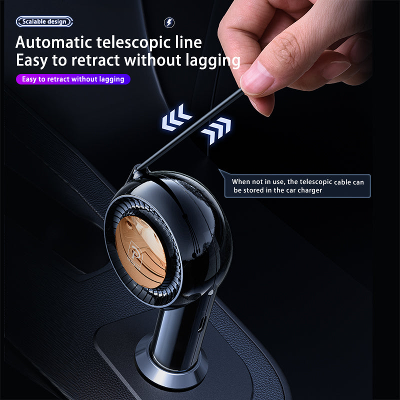 The J&W Company 3-in-1 Car Charger – Multi-Port Fast Car Charger with USB, Type-C & Lightning Outputs, Compact Design for Simultaneous Charging of iPhone, Android & Gadgets