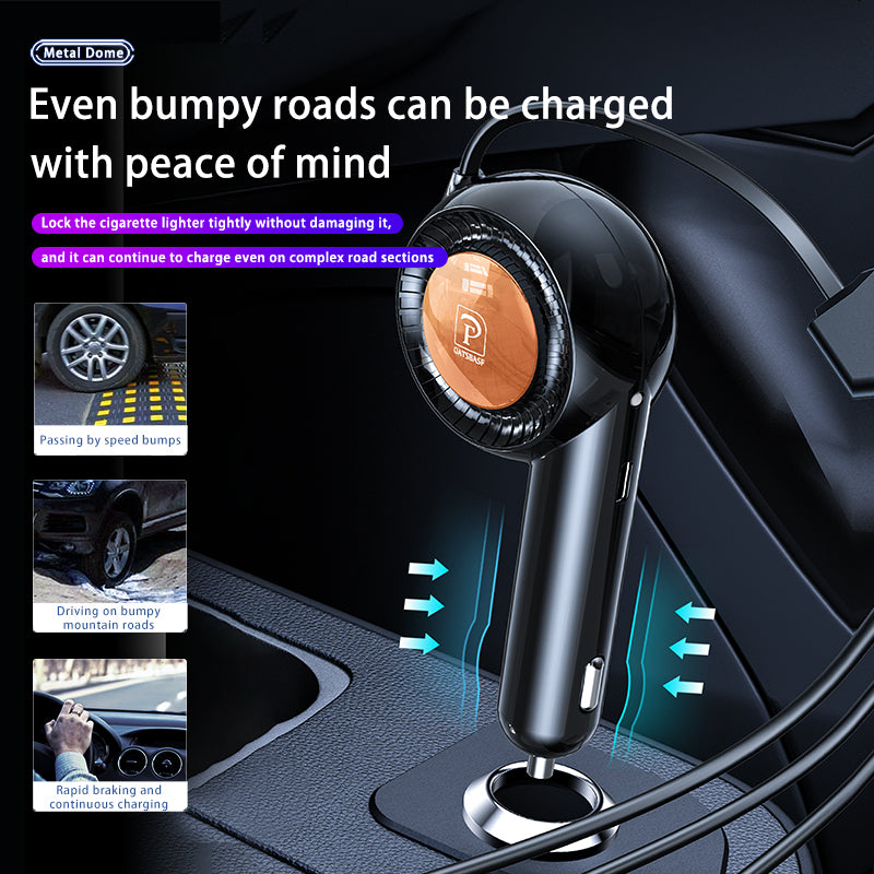 The J&W Company 3-in-1 Car Charger – Multi-Port Fast Car Charger with USB, Type-C & Lightning Outputs, Compact Design for Simultaneous Charging of iPhone, Android & Gadgets
