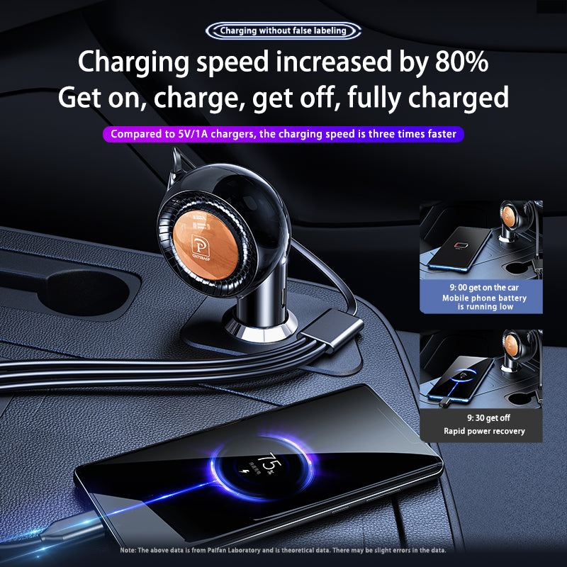 The J&W Company 3-in-1 Car Charger – Multi-Port Fast Car Charger with USB, Type-C & Lightning Outputs, Compact Design for Simultaneous Charging of iPhone, Android & Gadgets