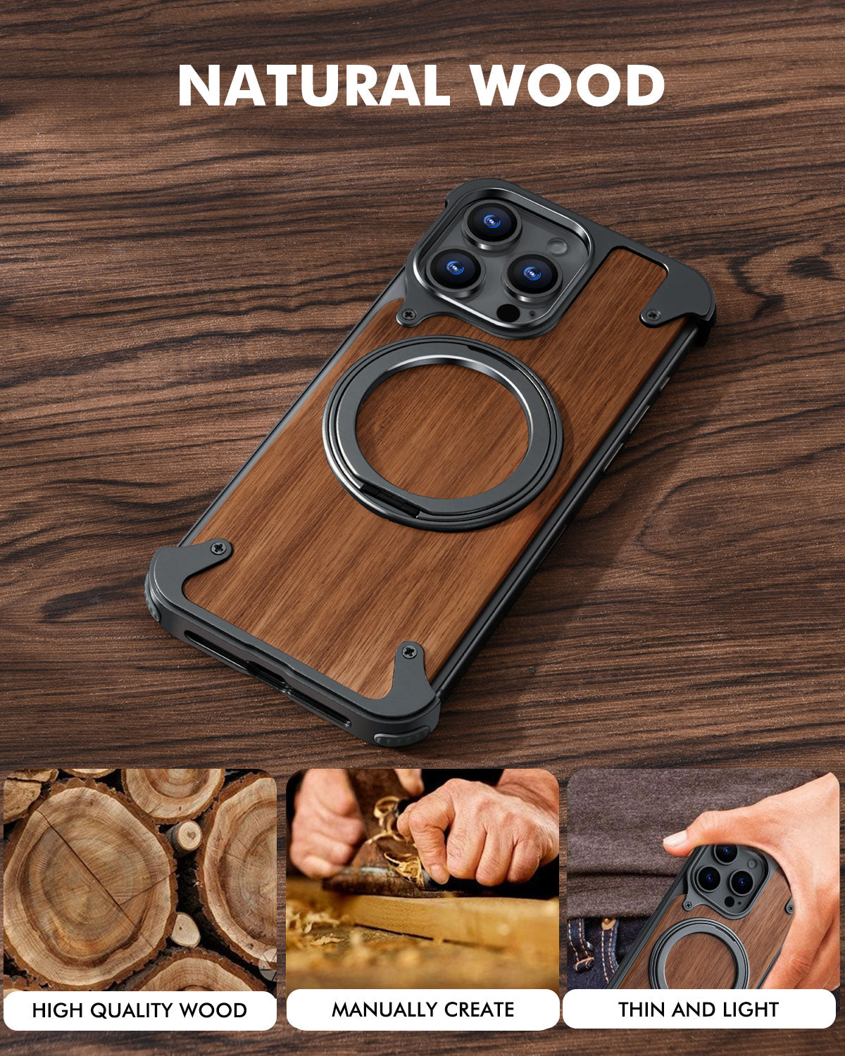 J&W WOODEN CASE ( BLACK )