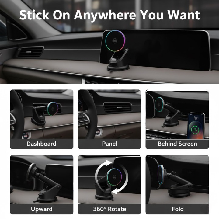 J&W Grapple – Premium RGB Magnetic Dashboard Mobile Holder
