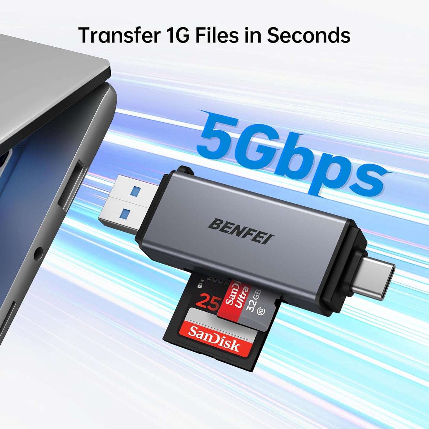 BENFEI 2-in-1 USB A & USB C Card Reader  