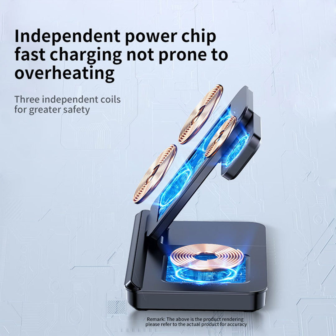Chargeport T13 – Ultimate 3-in-1 Foldable Mini Wireless Charger for Travel & Everyday Convenience