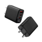 Premium black Dynamo 60W wall adapter with dual Type-C and single USB port, ideal for fast charging phones, tablets, and laptops – compact and stylish multi-port charger.
