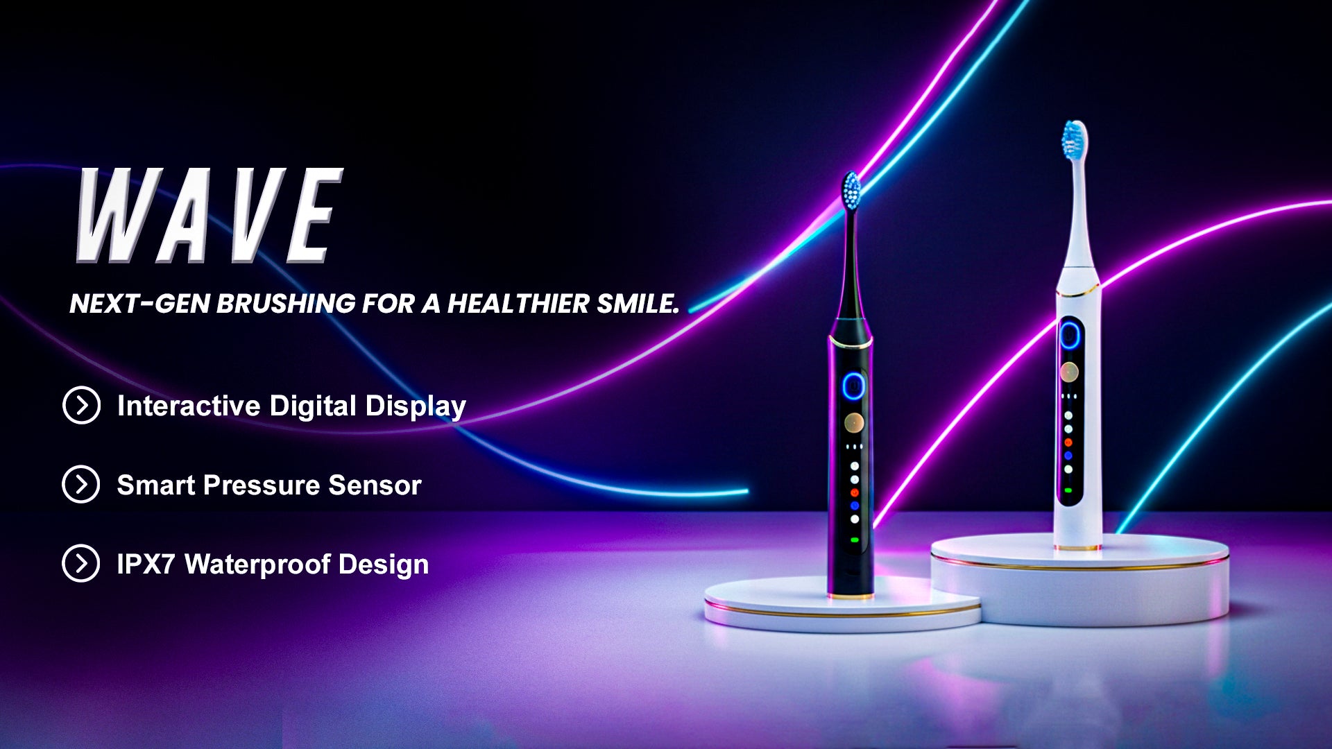 Electric Toothbrush Wave – Smart Display, Animation, and 5 Brushing Modes