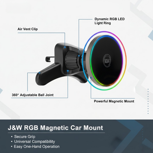 J&W Air Grap – Premium Magnetic RGB Car Mobile Holder