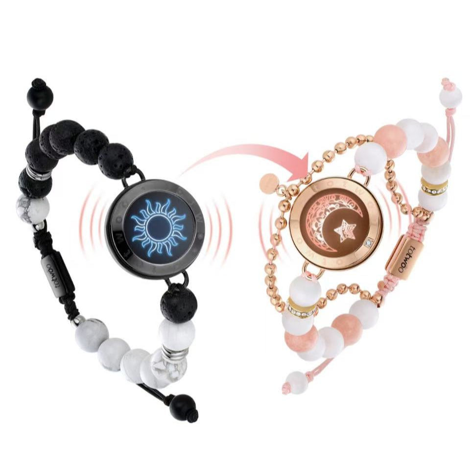 TOTWOO Long Distance Touch Bracelets for Couples, Vibration & Light up for Love Couples Bracelets | Long Distance Relationship Gifts for Girlfriend Bluetooth Pairing Jewelry