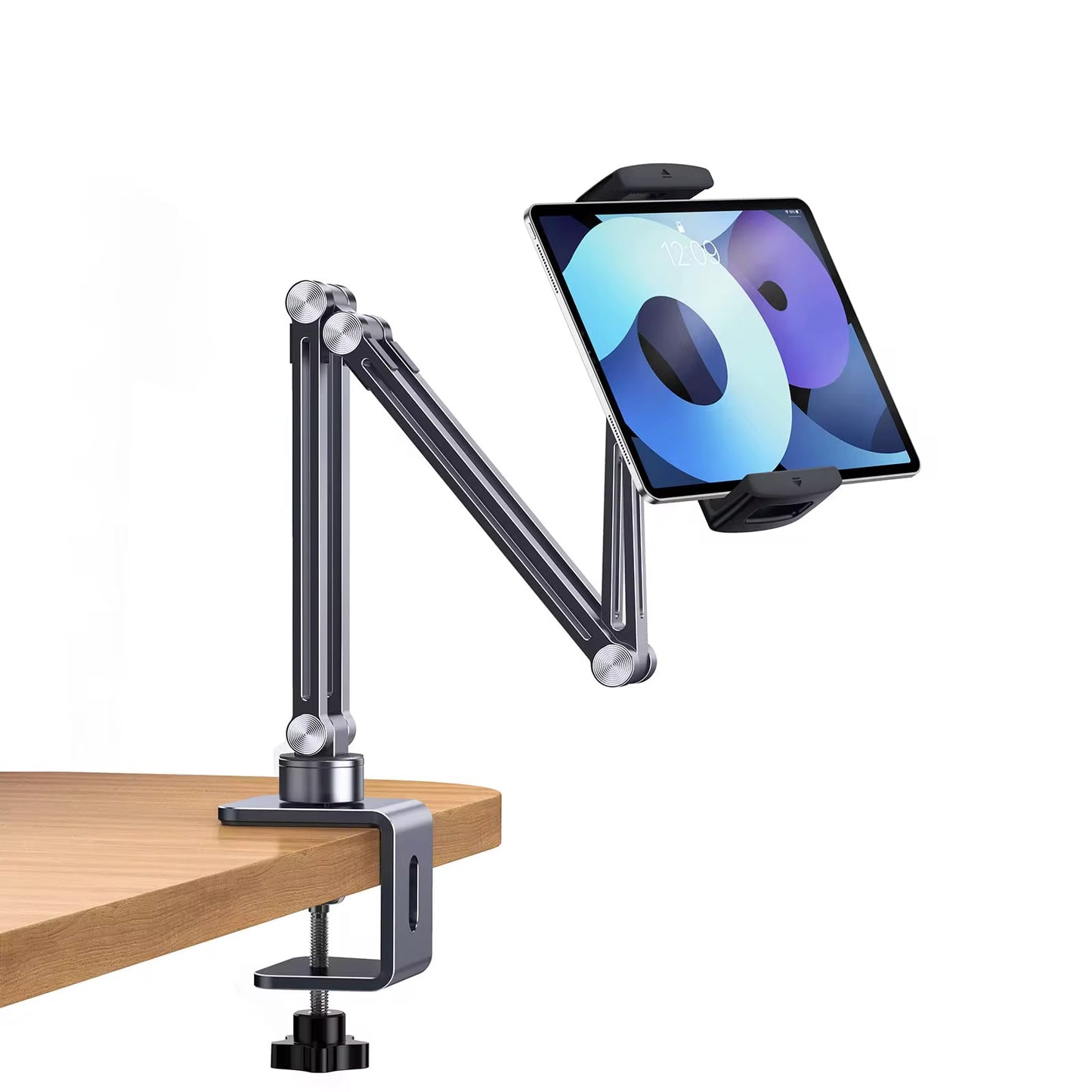 FlexHold Pro – CNC Metal Tablet Desk Mount | Heavy-Duty Adjustable Clamp Stand