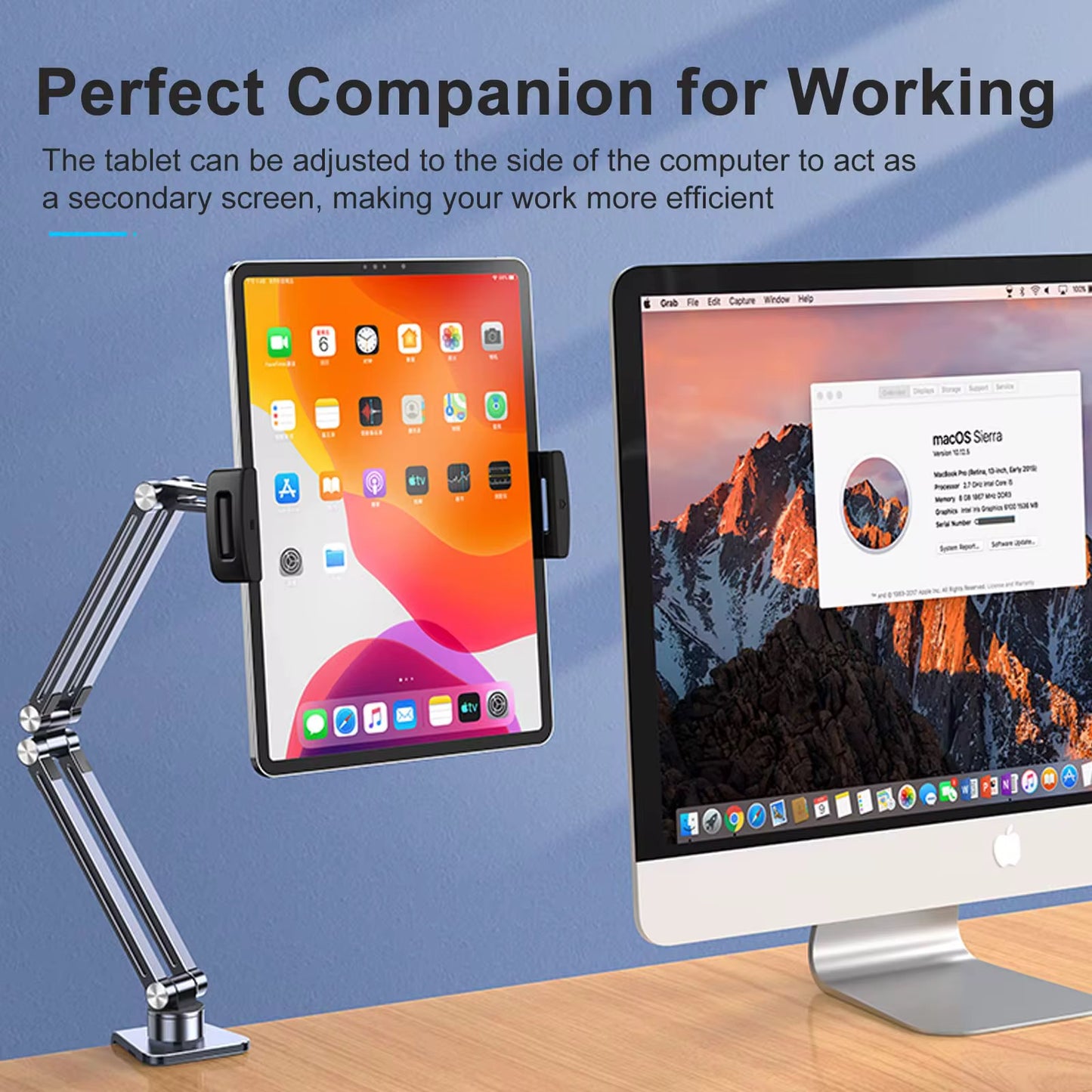 FlexHold Pro – CNC Metal Tablet Desk Mount | Heavy-Duty Adjustable Clamp Stand