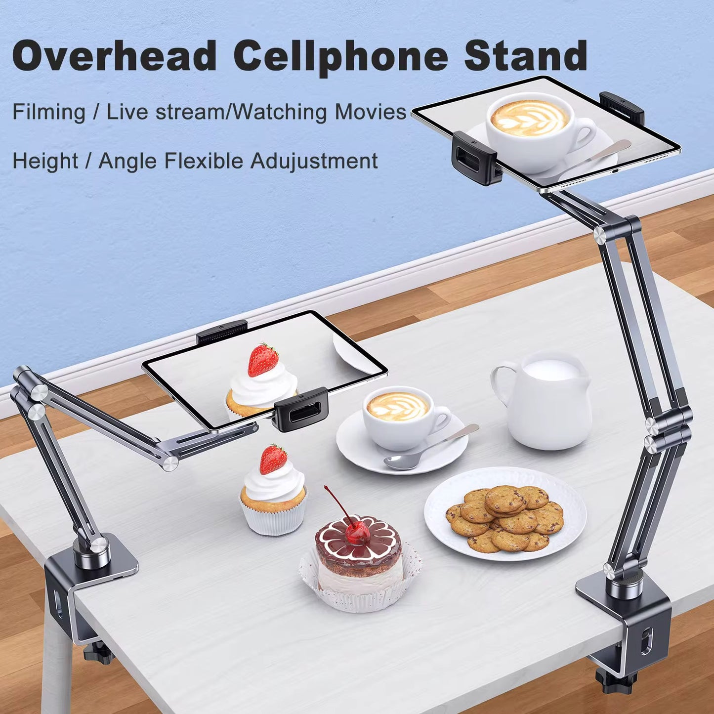 FlexHold Pro – CNC Metal Tablet Desk Mount | Heavy-Duty Adjustable Clamp Stand