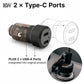 Dual Type-C Fast Car Charger - J&W Capsole 60W Compatible with All Type-C Devices