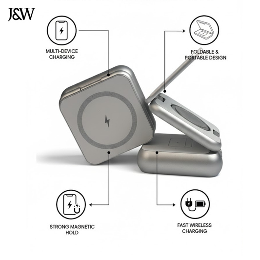 Z Foldable Magnetic Power Bank J&W - 3 in 1 Charging Station