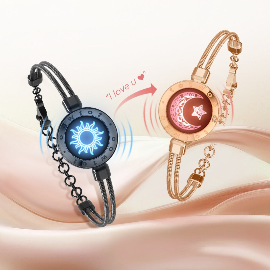 TOTWOO Long Distance Touch Bracelets for Couples, Vibration & Light up for Love Couples Bracelets | Long Distance Relationship Gifts for Girlfriend Bluetooth Pairing Jewelry