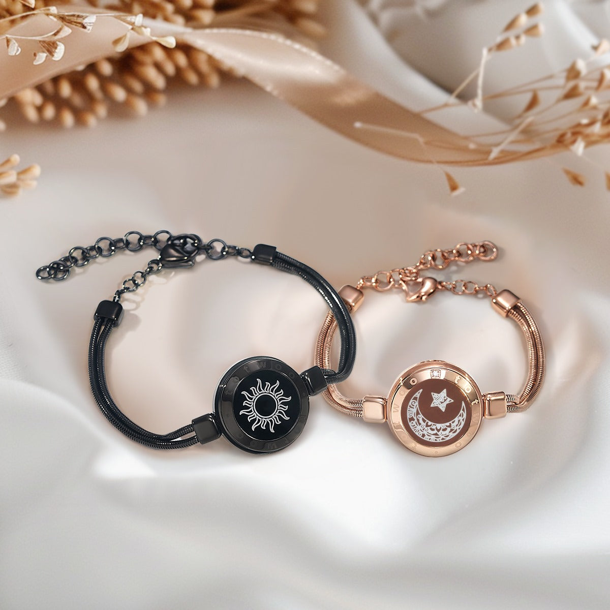 TOTWOO Long Distance Touch Bracelets for Couples, Vibration & Light up for Love Couples Bracelets | Long Distance Relationship Gifts for Girlfriend Bluetooth Pairing Jewelry