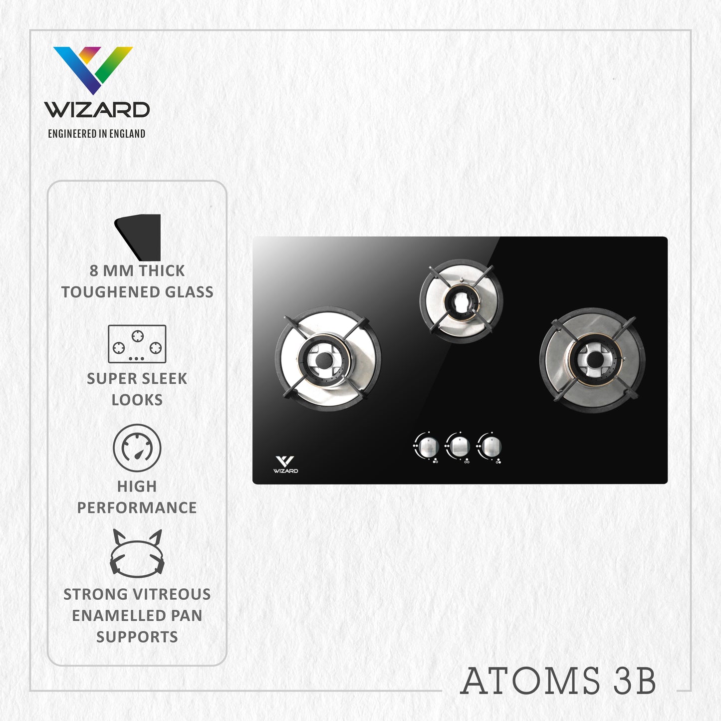 Wizard ATMOS 3B Glass Automatic Hob by JW Company