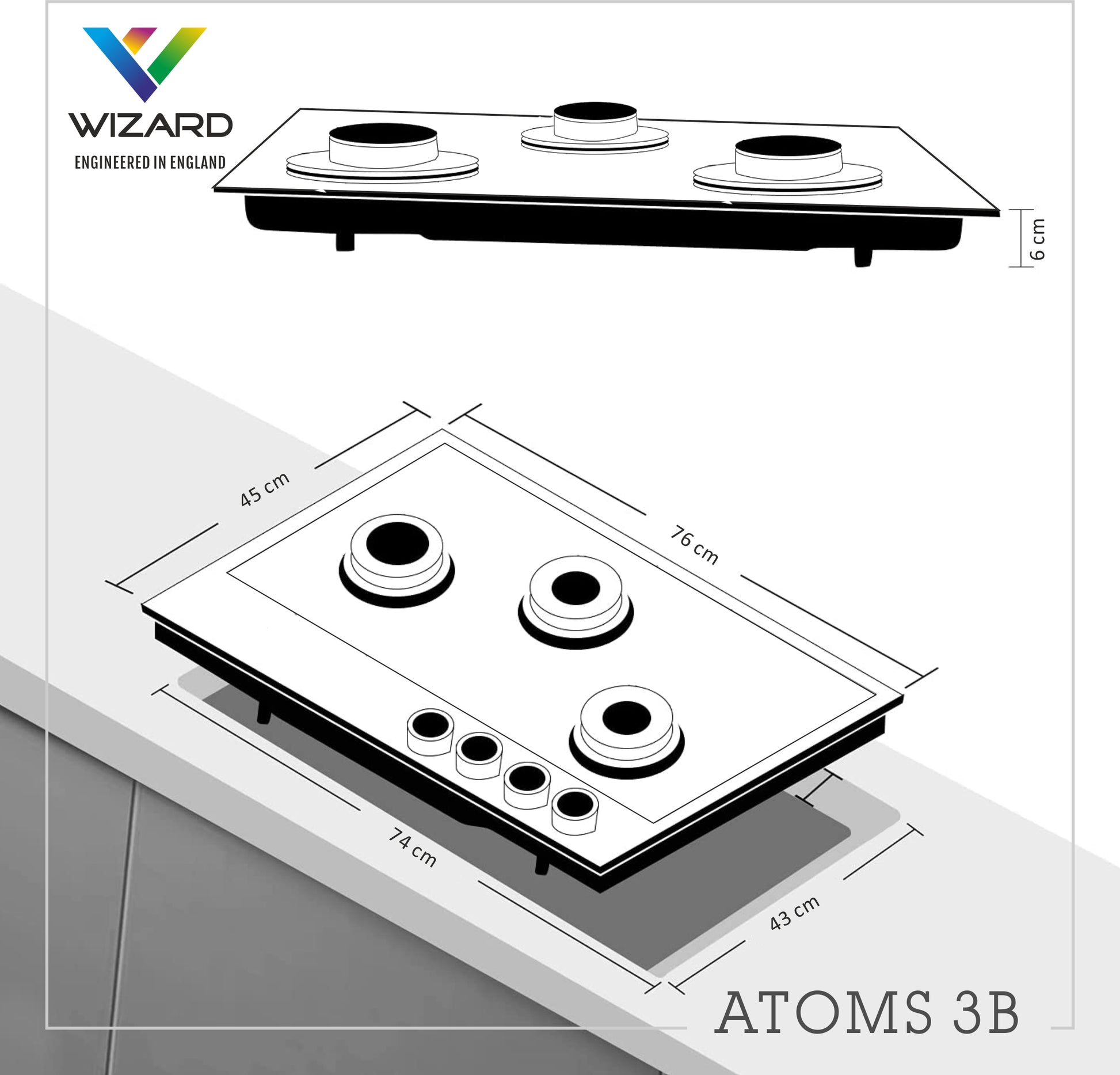 Wizard ATMOS 3B Glass Automatic Hob by JW Company