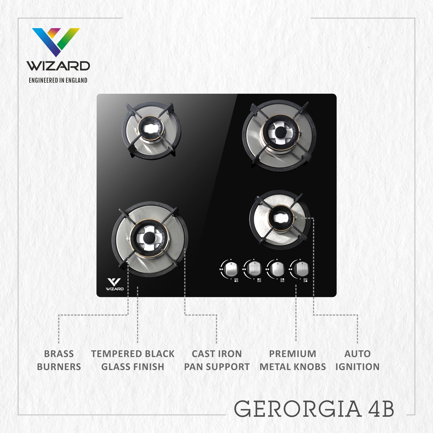 Wizard GEORGIA 4B Glass Automatic Hob by JW Company