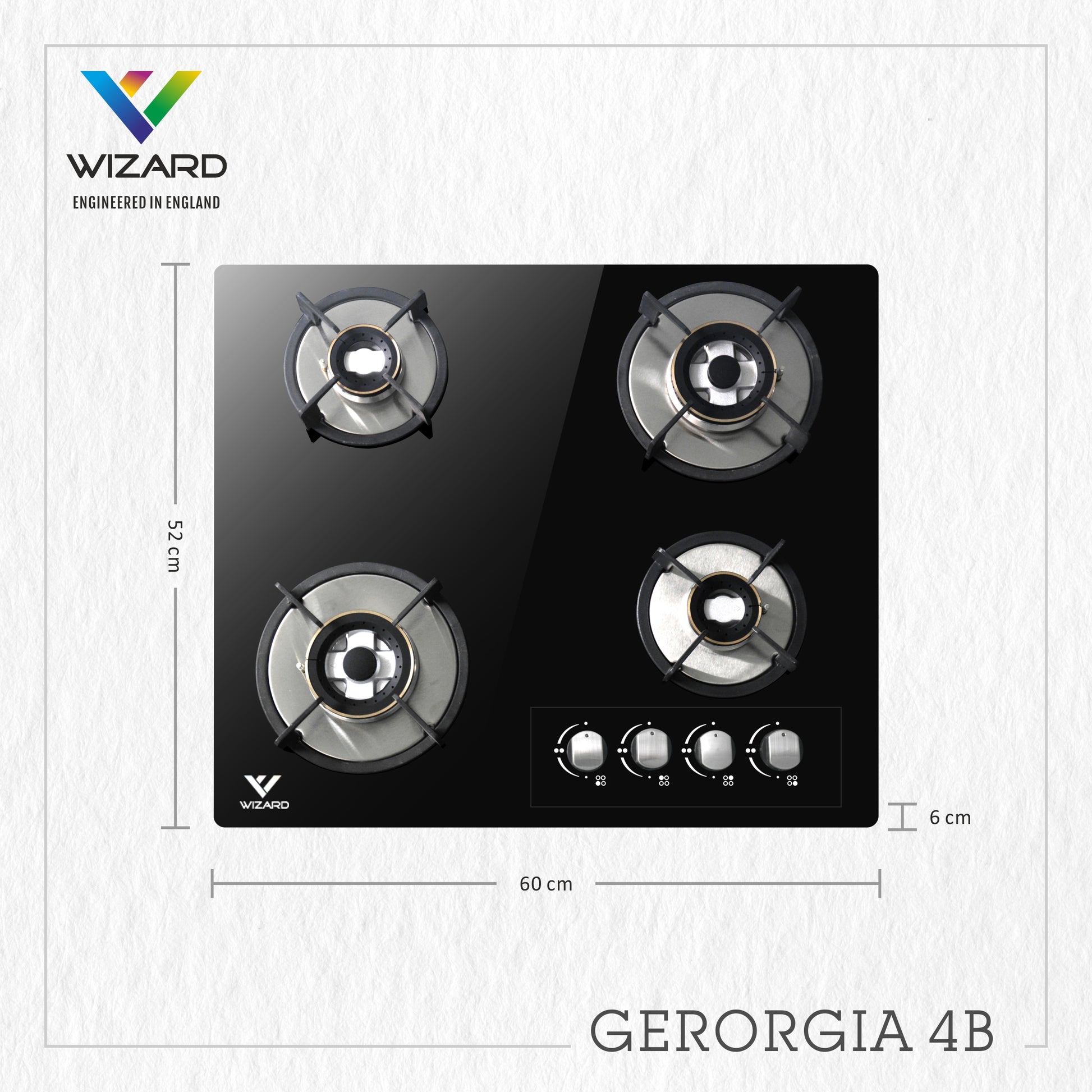 Wizard GEORGIA 4B Glass Automatic Hob by JW Company
