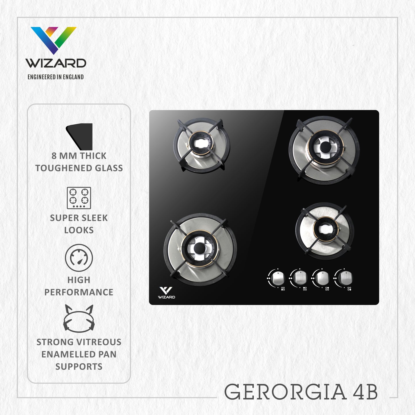 Wizard GEORGIA 4B Glass Automatic Hob by JW Company