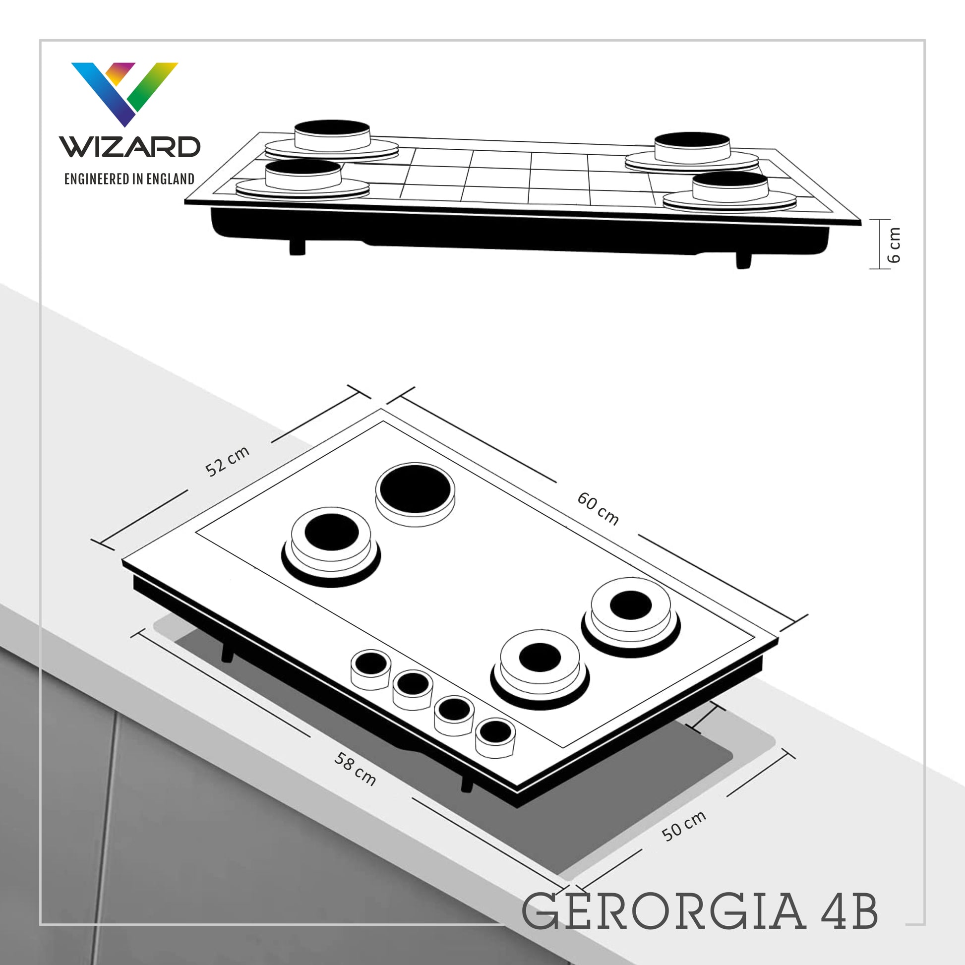 Wizard GEORGIA 4B Glass Automatic Hob by JW Company