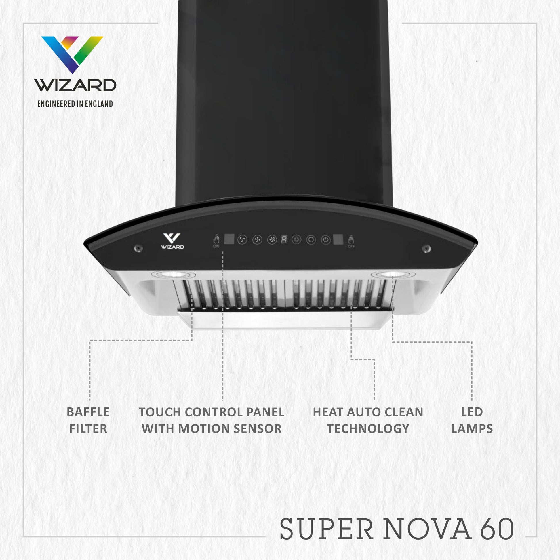 Wizard SUPER NOVA 60 Auto Clean Wall Mounted BLACK 1000 CMH Chimney by JW Company