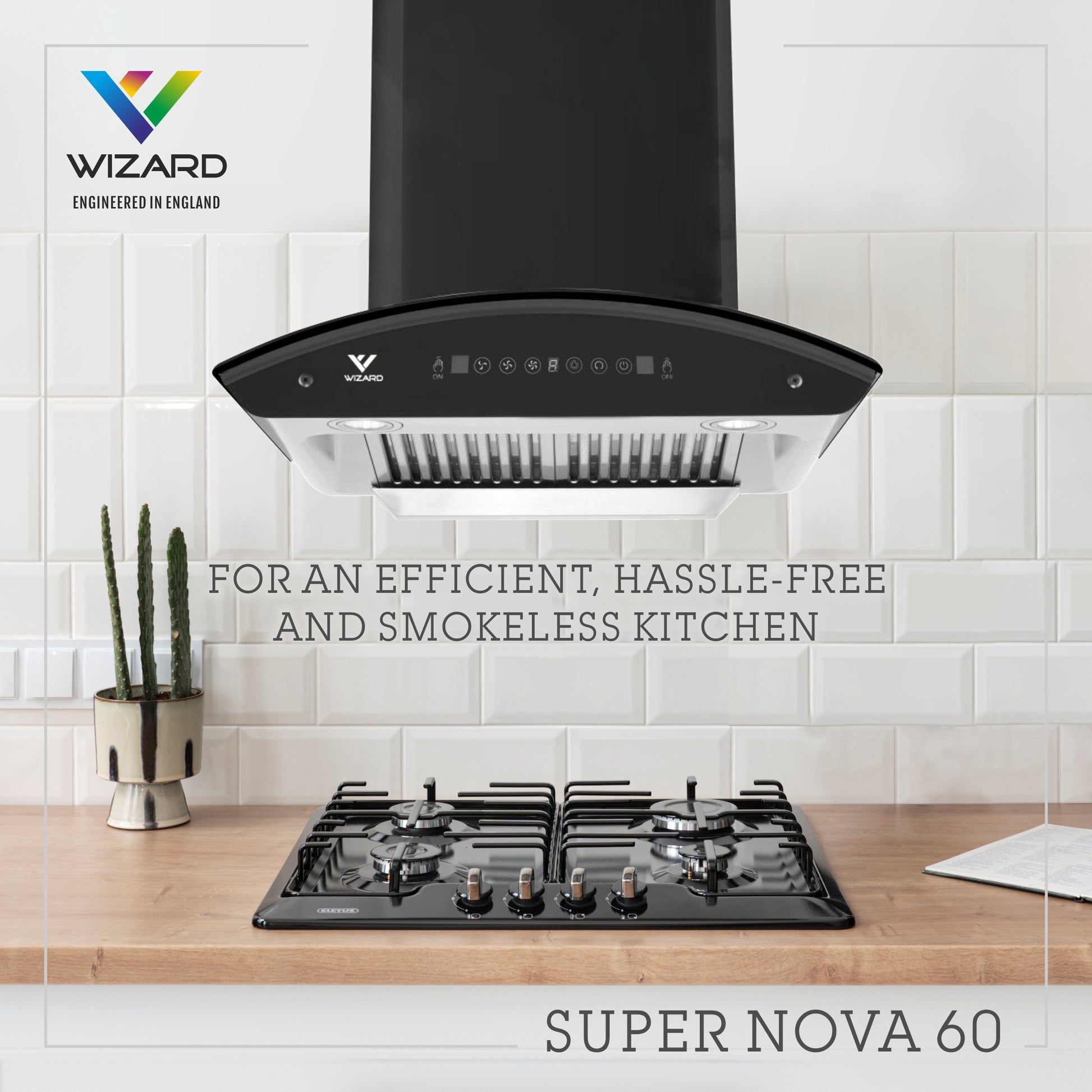 Wizard SUPER NOVA 60 Auto Clean Wall Mounted BLACK 1000 CMH Chimney by JW Company