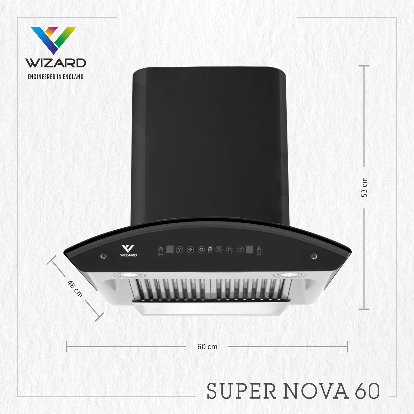 Wizard SUPER NOVA 60 Auto Clean Wall Mounted BLACK 1000 CMH Chimney by JW Company