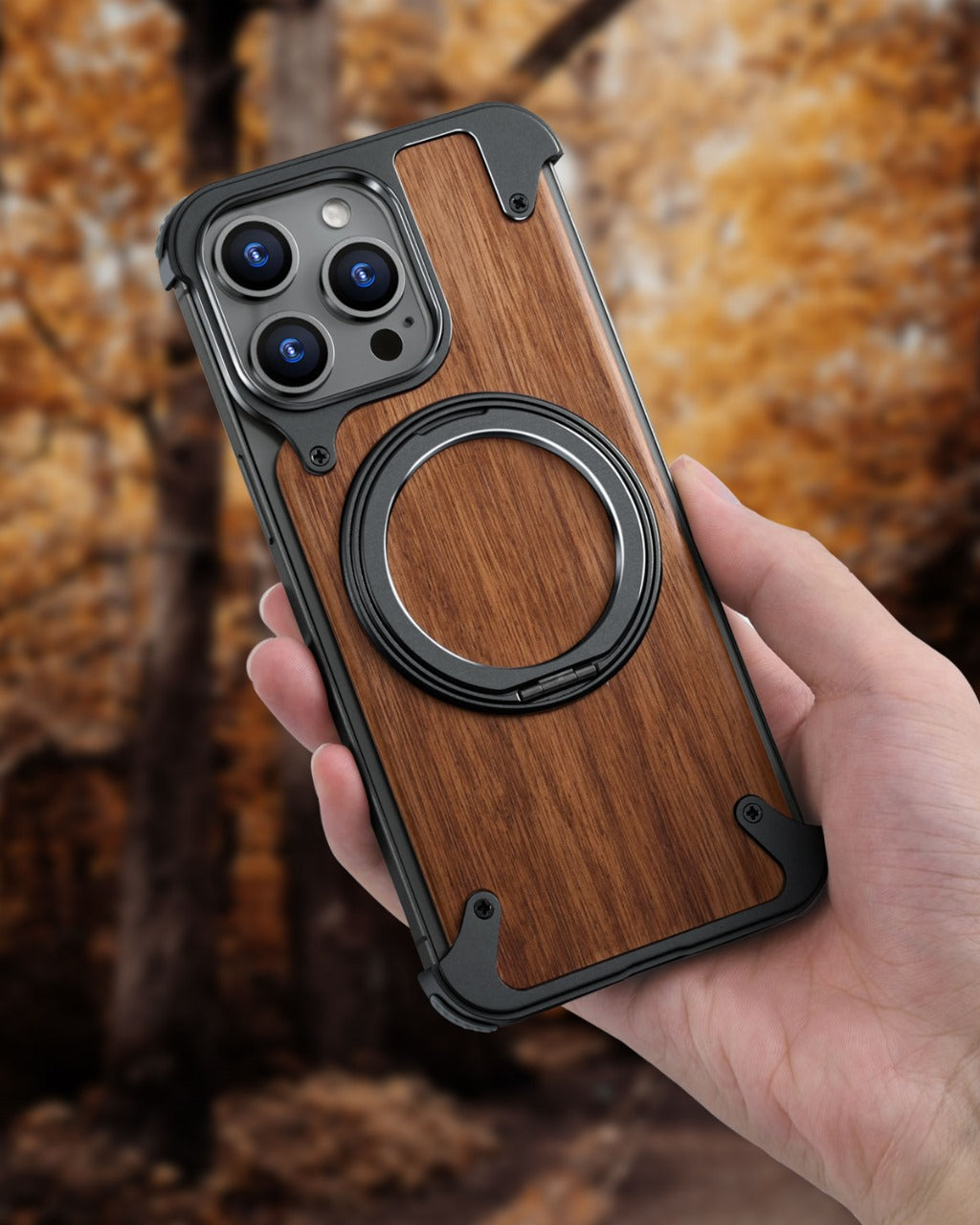 The J&W Company Premium Wooden iPhone 16 Pro Case – Eco-Friendly Natural Wood Grain Back Cover, Slim Fit Protective Case for iPhone 16 Pro
