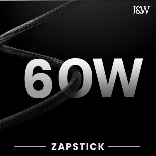 The J&W Company Zap Stick Magnetic Type-C to Type-C Fast Charging Cable – 100W PD Support, Detachable Magnetic Tip, Tangle-Free Braided Wire for Laptops, Tablets & Smartphones
