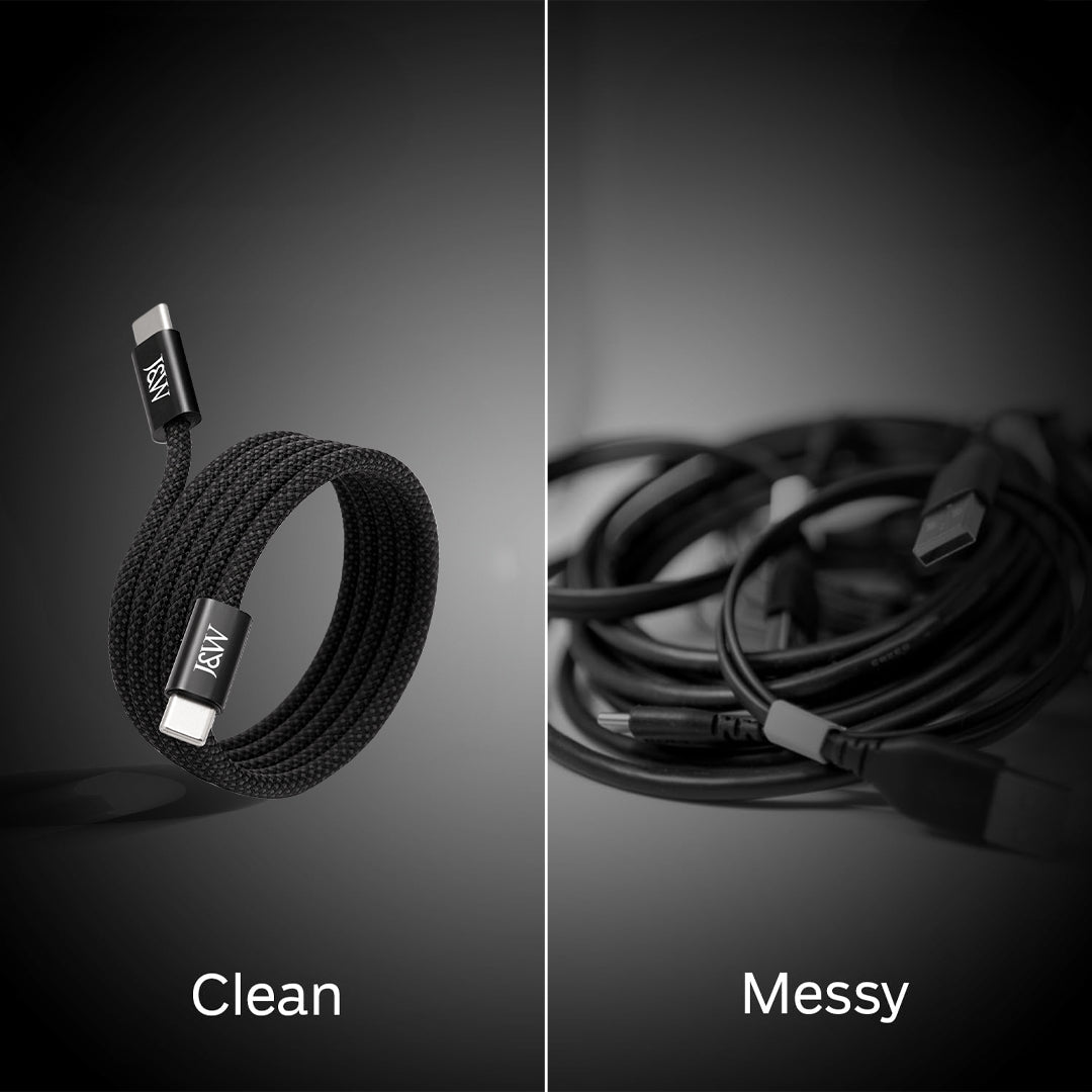 The J&W Company Zap Stick Magnetic Type-C to Type-C Fast Charging Cable – 100W PD Support, Detachable Magnetic Tip, Tangle-Free Braided Wire for Laptops, Tablets & Smartphones