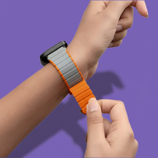 Silicone Watch Strap Dual Tone– Grey-Orange Rim by JW Company